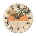 thumbnail image 1 of Designart 'Abstract Geometrical Moon and Sun With Leaf I' Modern Wood Wall Clock, 1 of 5