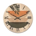 thumbnail image 1 of Designart 'Abstract Geometrical Moon and Sun With Leaf II' Modern Wood Wall Clock, 1 of 5