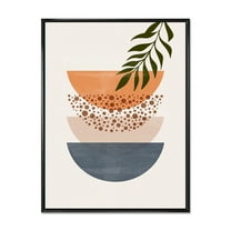 Designart 'Abstract Geometrical Moon and Sun With Leaf III' Modern Framed Canvas Wall Art Print