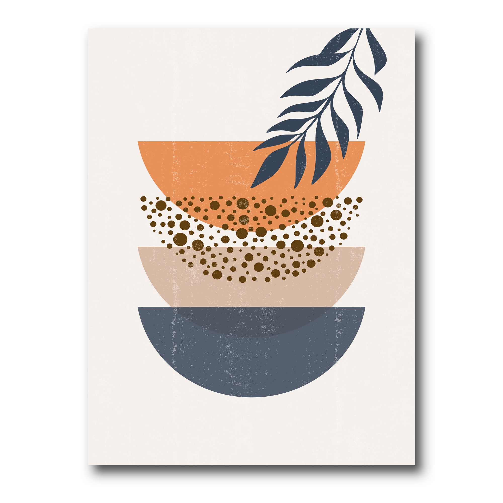 Designart ' Abstract Geometrical Moon and Sun With Leaf IV ' Modern Canvas Wall Art Print