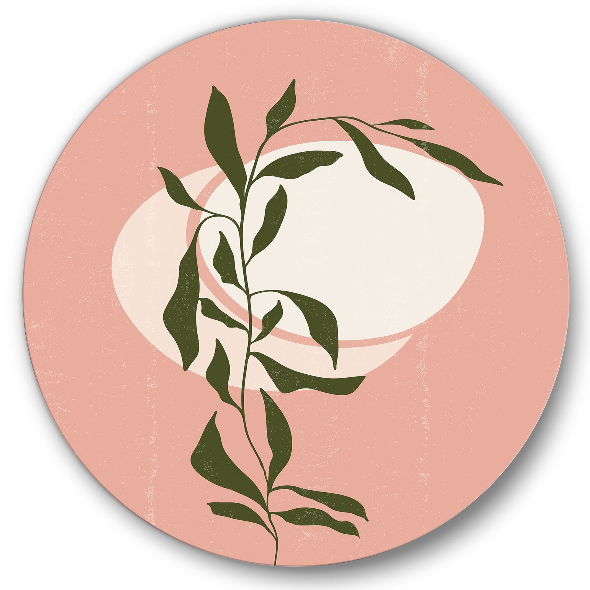 Designart 'Abstract Geometrical Moon and Sun With Leaf VI' Modern Circle Metal Wall Art 11x11 - Disc of 11