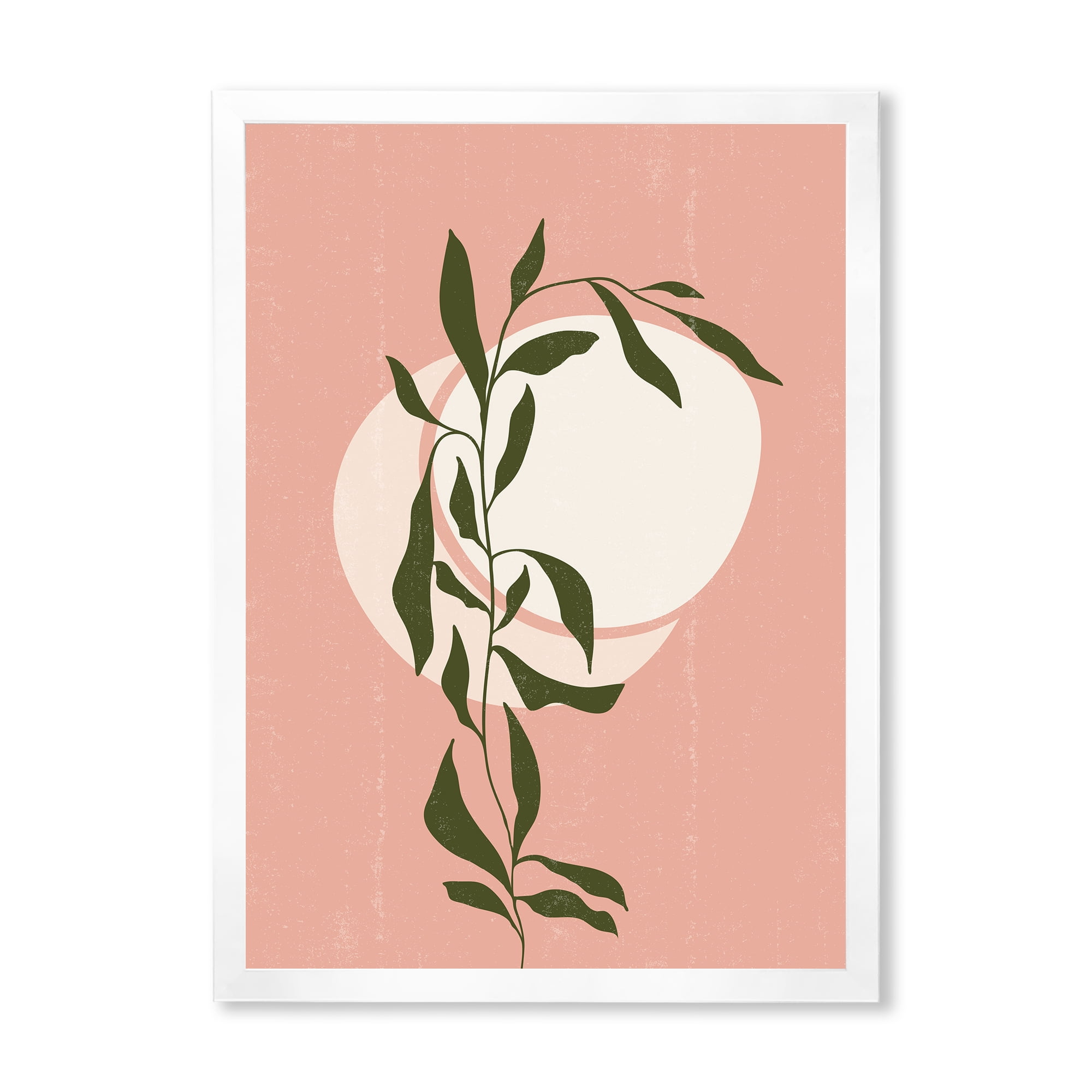 Designart 'Abstract Geometrical Moon and Sun With Leaf VI' Modern Framed Art Print