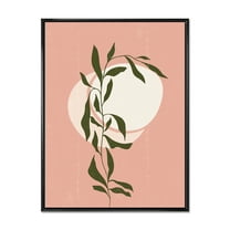Designart 'Abstract Geometrical Moon and Sun With Leaf VI' Modern Framed Canvas Wall Art Print
