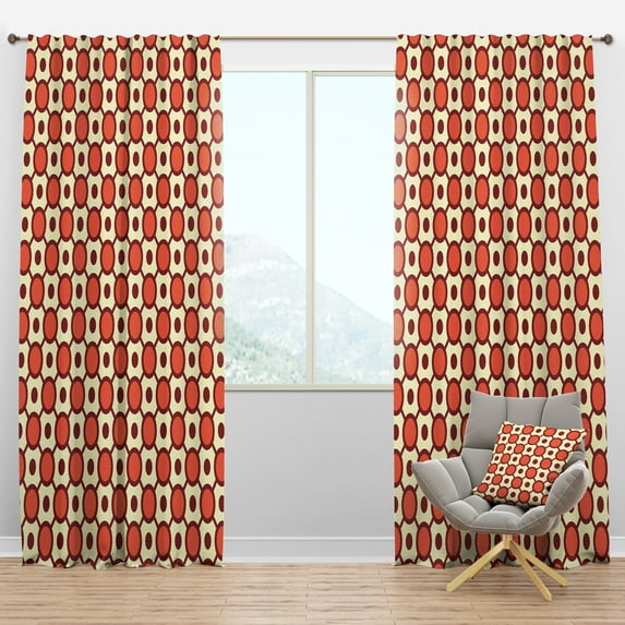 Designart 'Abstract Geometrical Retro Design I' Mid-Century Modern Blackout Curtain Panel