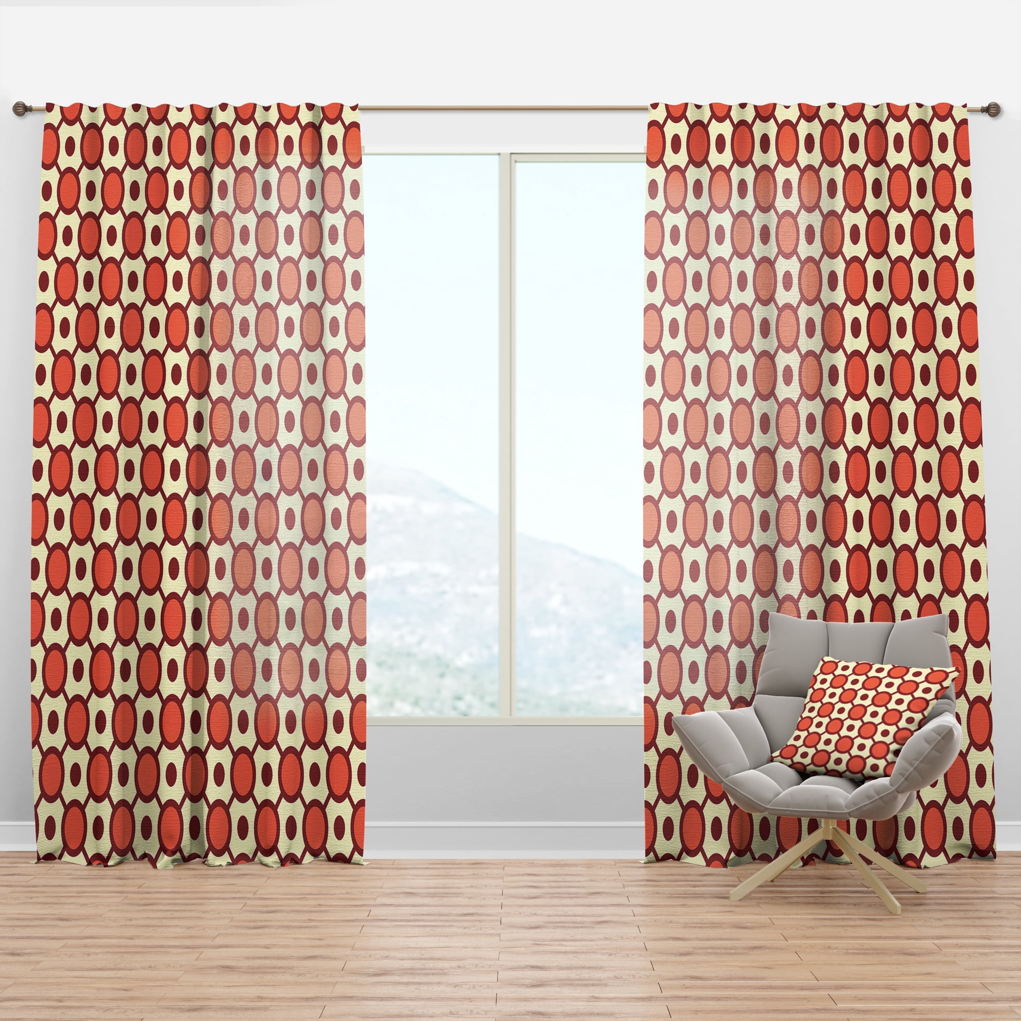 Designart 'Abstract Geometrical Retro Design I' Mid-Century Modern Curtain Panel
