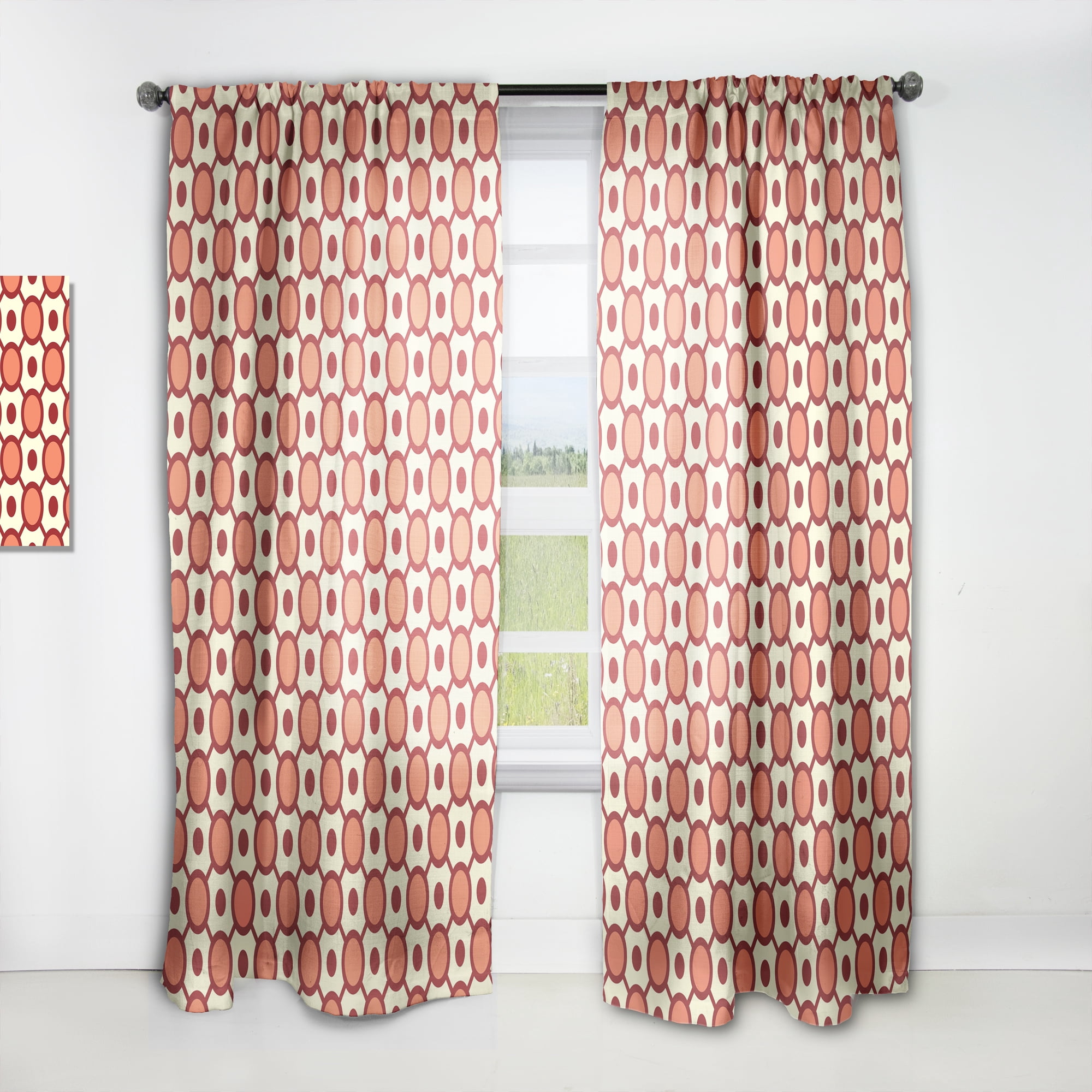 Designart 'Abstract Geometrical Retro Design I' Mid-Century Modern Curtain Panel