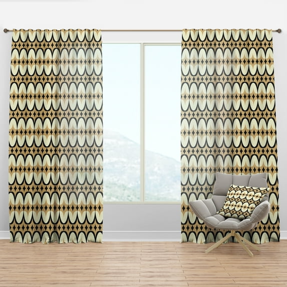 Designart 'Abstract Geometrical Retro Design II' Mid-Century Modern Curtain Panel