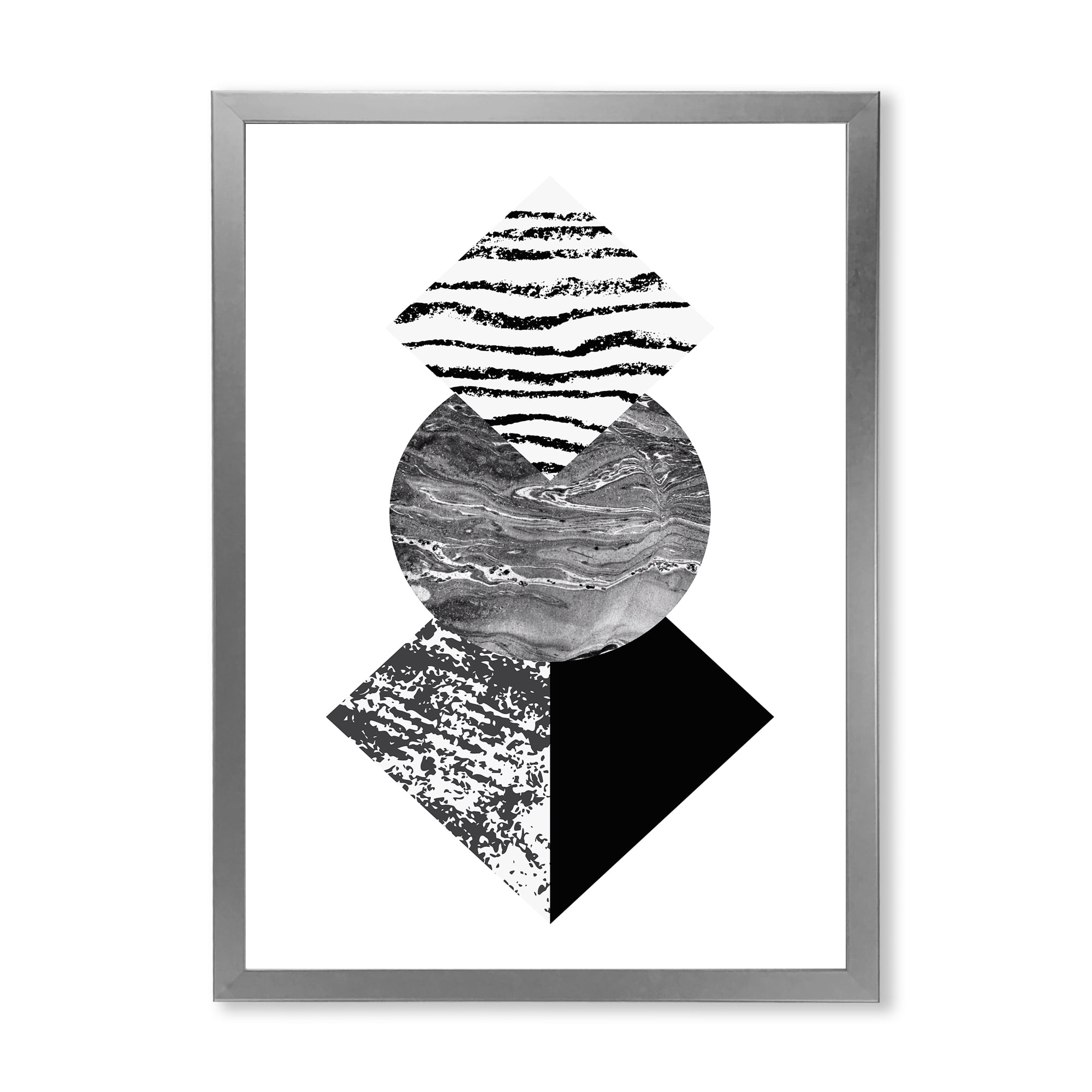 Designart 'Abstract Geometry Shapes With Tropical Palm Leaf I' Modern Framed Art Print