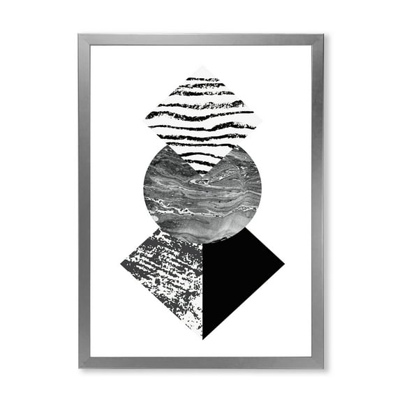 Designart 'Abstract Geometry Shapes With Tropical Palm Leaf I' Modern Framed Art Print