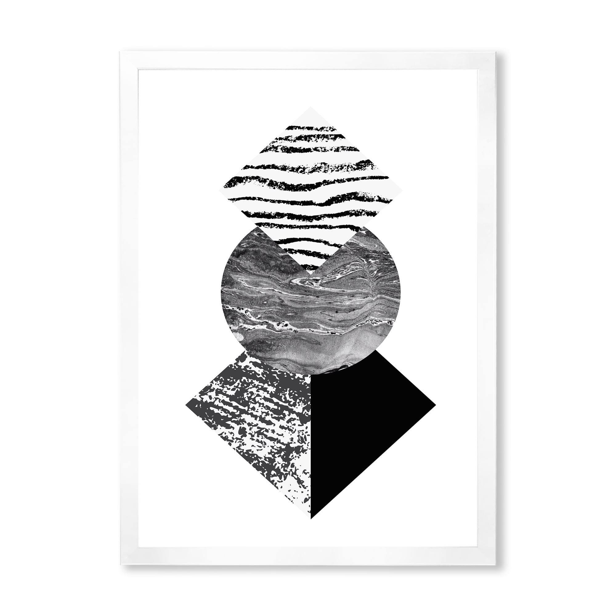 Designart 'Abstract Geometry Shapes With Tropical Palm Leaf I' Modern Framed Art Print