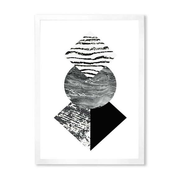 Designart 'Abstract Geometry Shapes With Tropical Palm Leaf I' Modern Framed Art Print