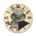 thumbnail image 1 of Designart 'Abstract Geometry Shapes With Tropical Palm Leaf I' Modern Wood Wall Clock, 1 of 5