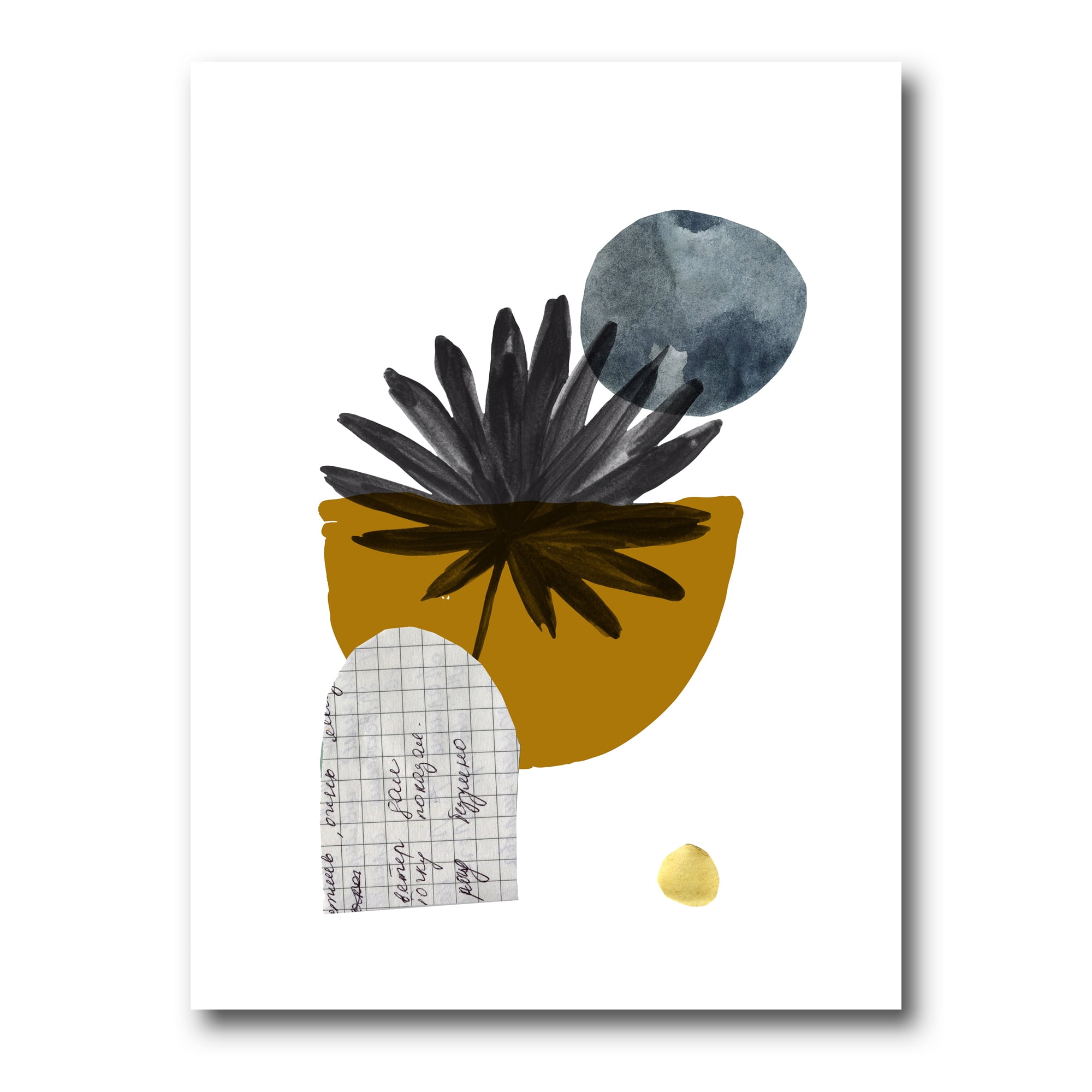 Designart ' Abstract Geometry Shapes and Tropical Palm Leaf I ' Modern Canvas Wall Art Print