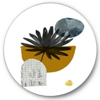 Designart 'Abstract Geometry Shapes and Tropical Palm Leaf I' Modern Circle Metal Wall Art 36x36 - Disc of 36