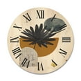 thumbnail image 1 of Designart 'Abstract Geometry Shapes and Tropical Palm Leaf I' Modern Wood Wall Clock, 1 of 5