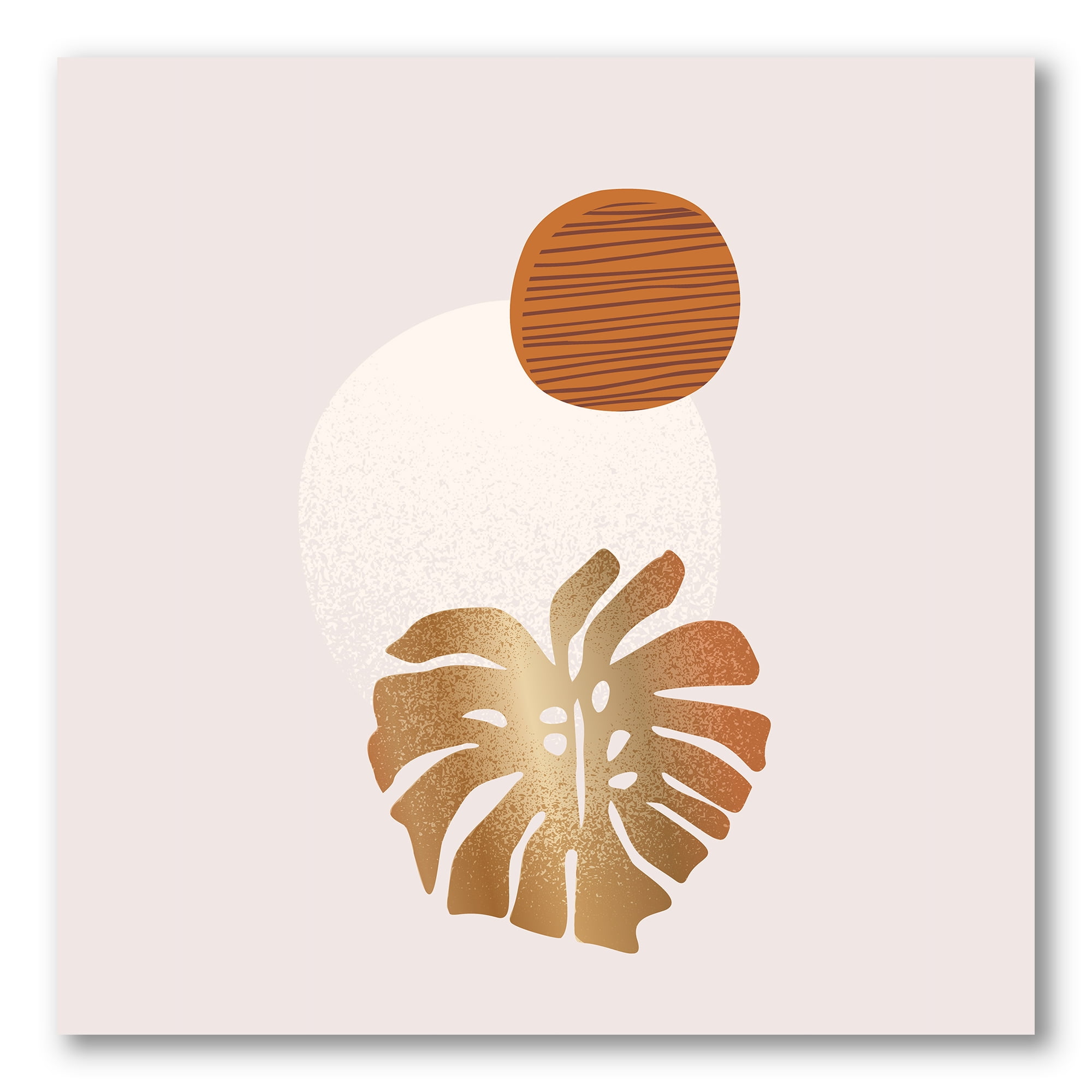 Designart ' Abstract Geometry Shapes and Tropical Palm Leaf II ' Modern Canvas Wall Art Print