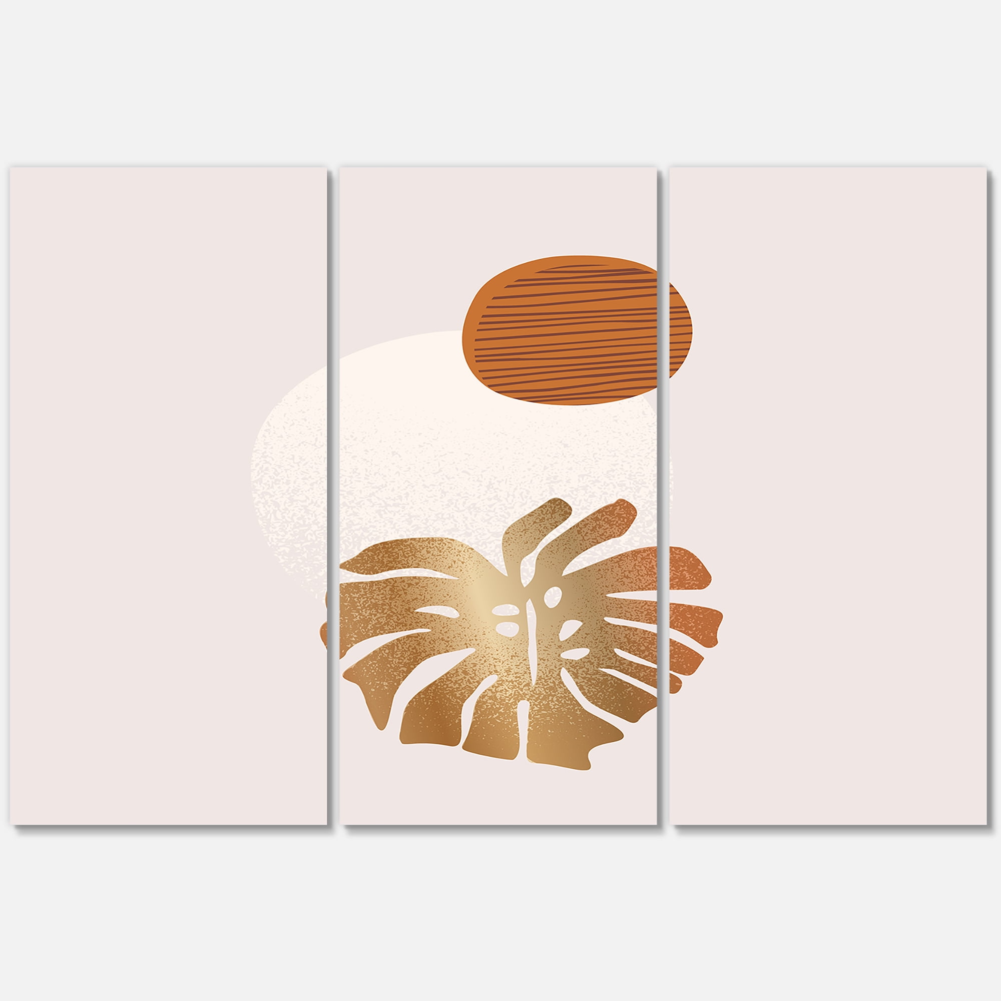 Designart ' Abstract Geometry Shapes and Tropical Palm Leaf II ' Modern Canvas Wall Art Print