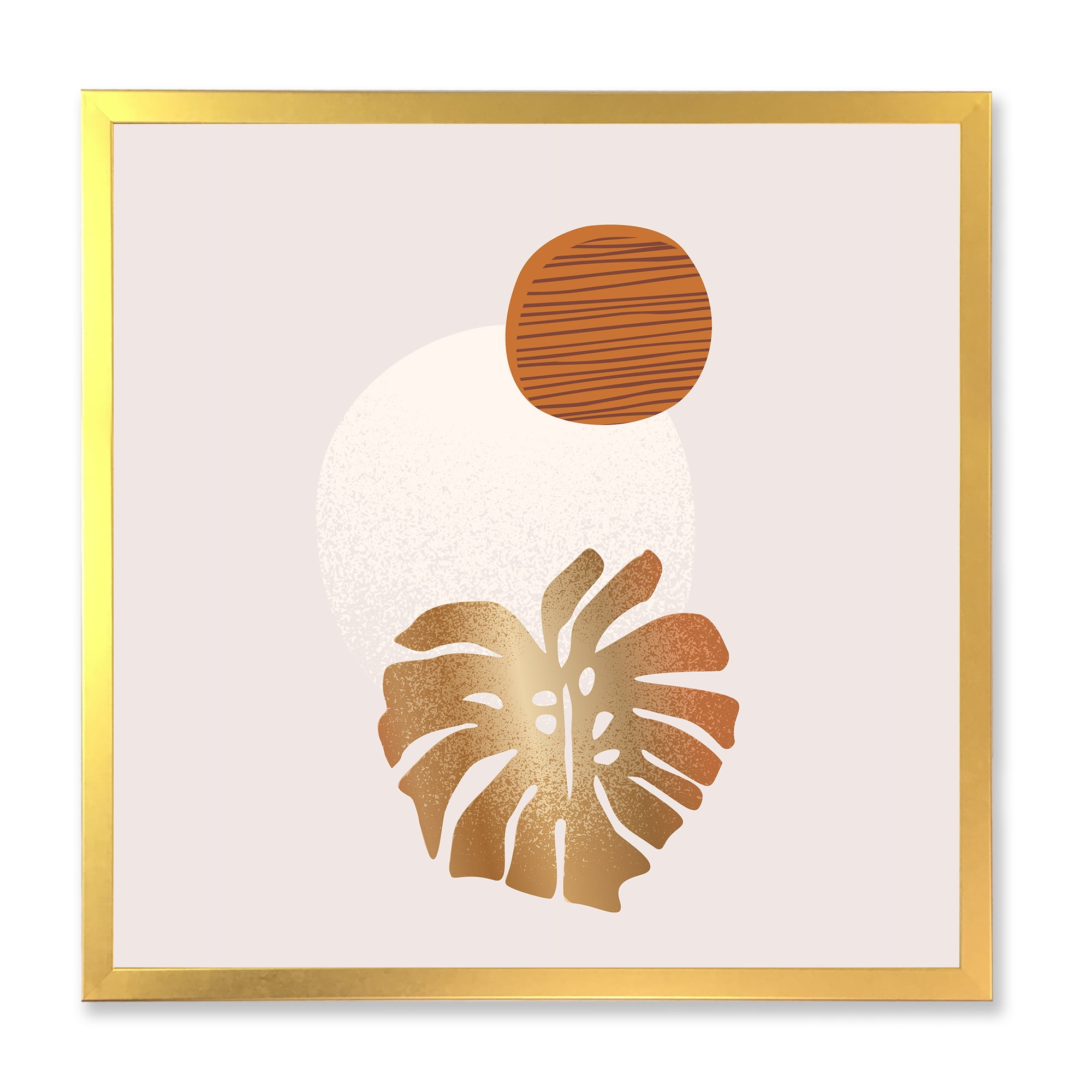 Designart 'Abstract Geometry Shapes and Tropical Palm Leaf II' Modern Framed Art Print