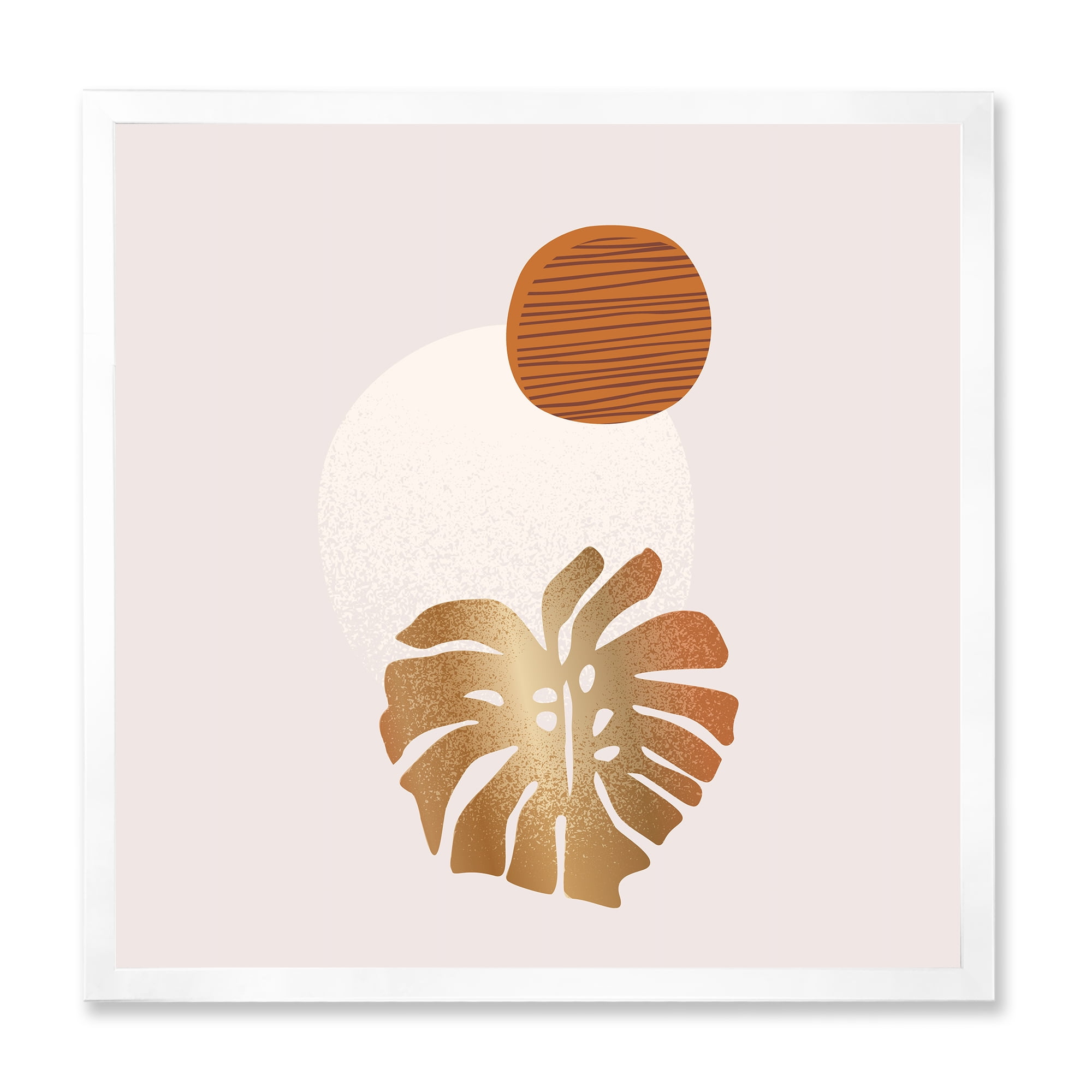 Designart 'Abstract Geometry Shapes and Tropical Palm Leaf II' Modern Framed Art Print