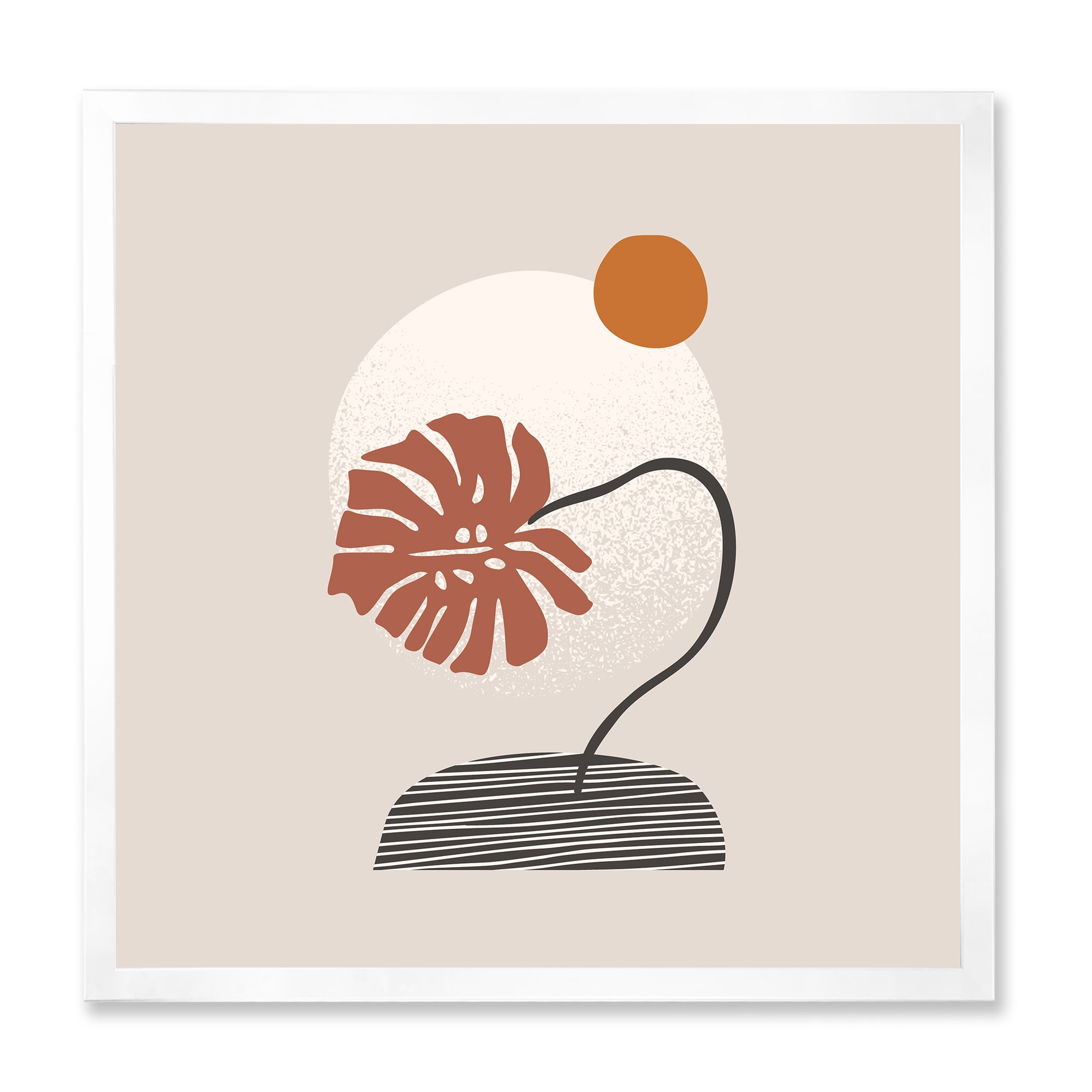 Designart 'Abstract Geometry Shapes and Tropical Palm Leaf III' Modern Framed Art Print