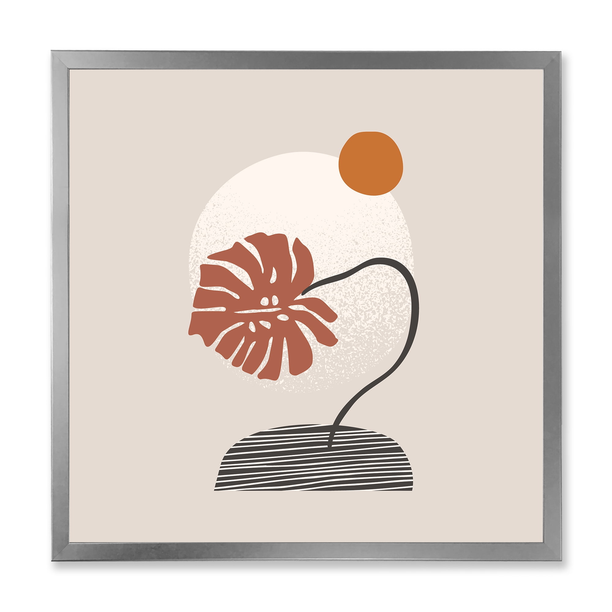 Designart 'Abstract Geometry Shapes and Tropical Palm Leaf III' Modern Framed Art Print