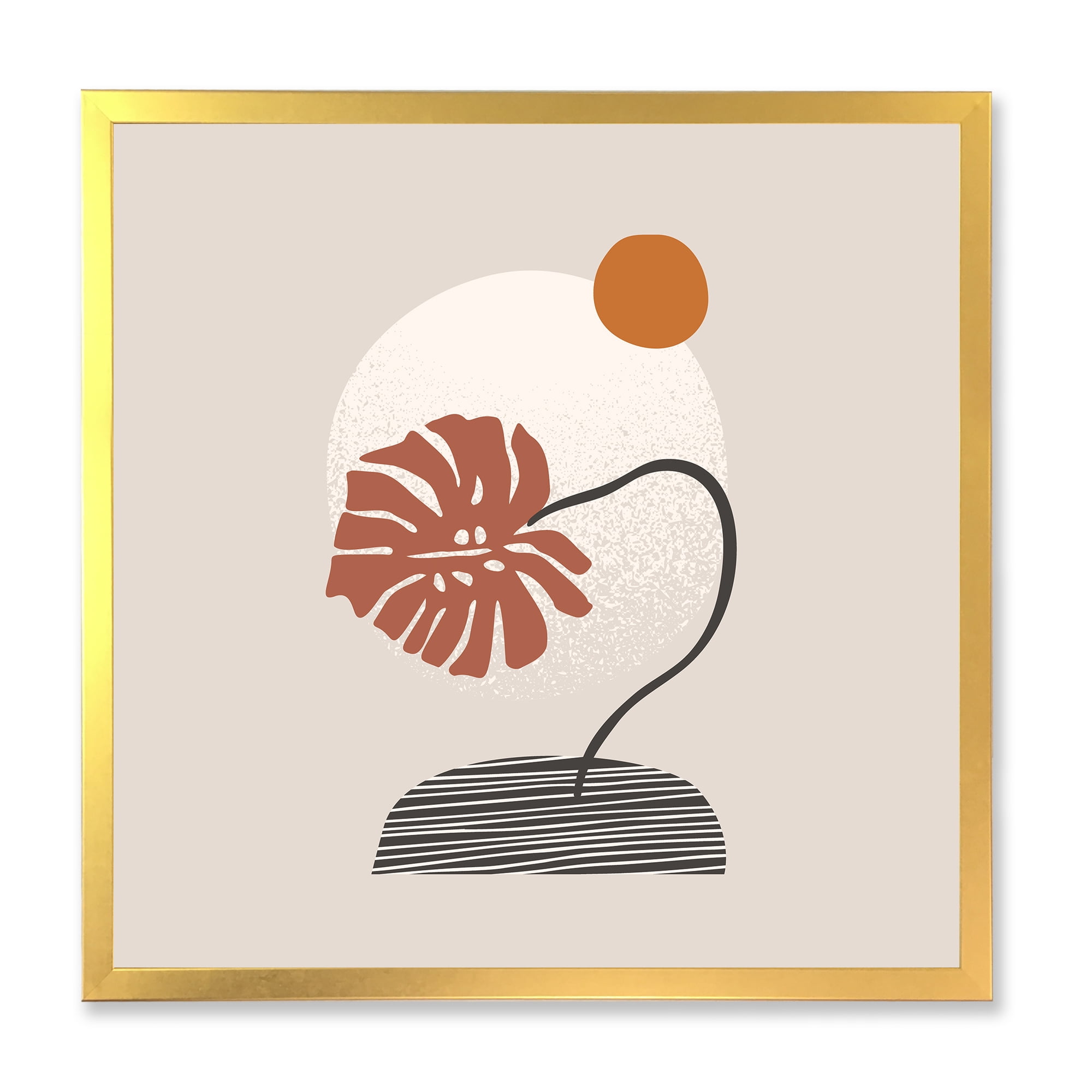 Designart 'Abstract Geometry Shapes and Tropical Palm Leaf III' Modern Framed Art Print