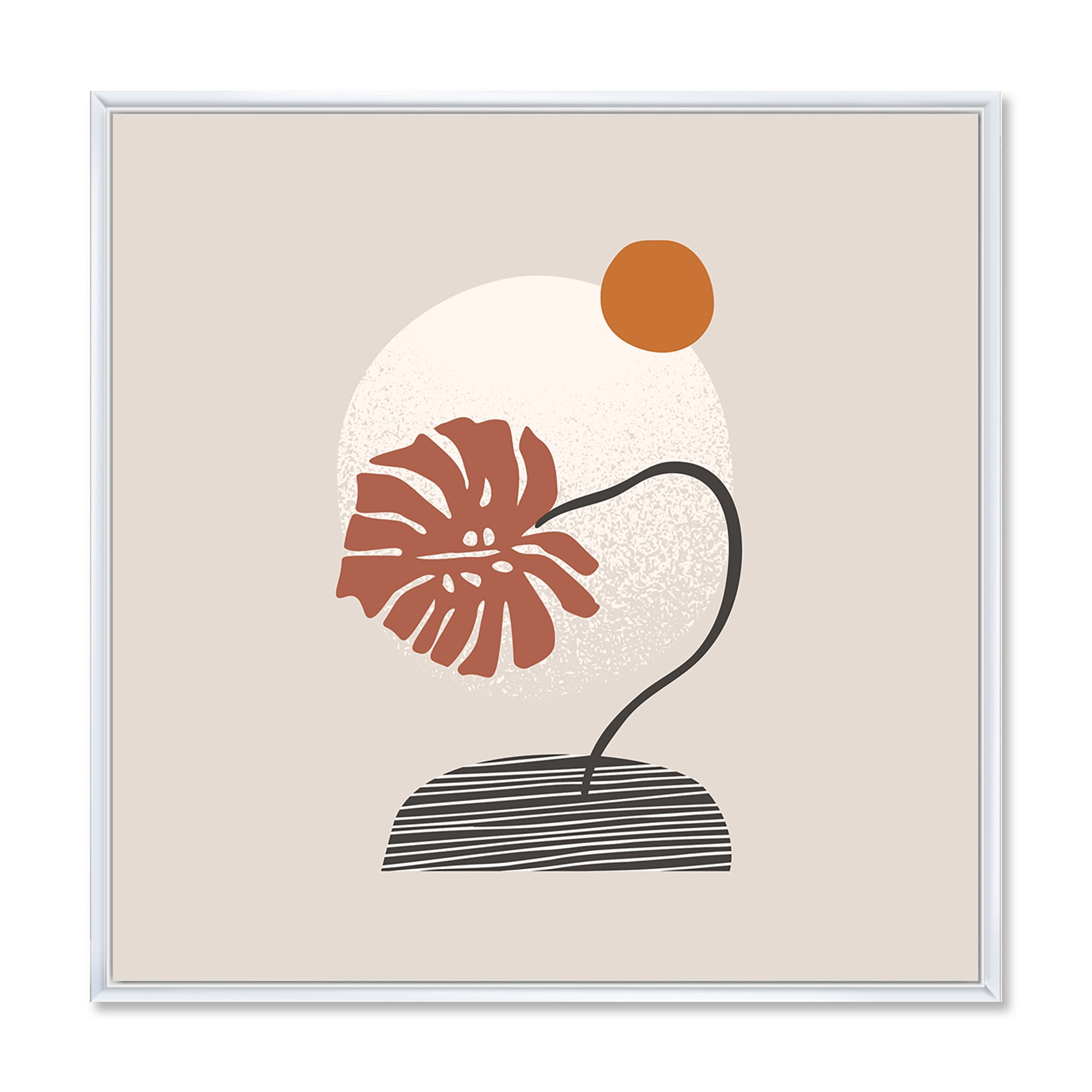 Designart 'Abstract Geometry Shapes and Tropical Palm Leaf III' Modern Framed Canvas Wall Art Print