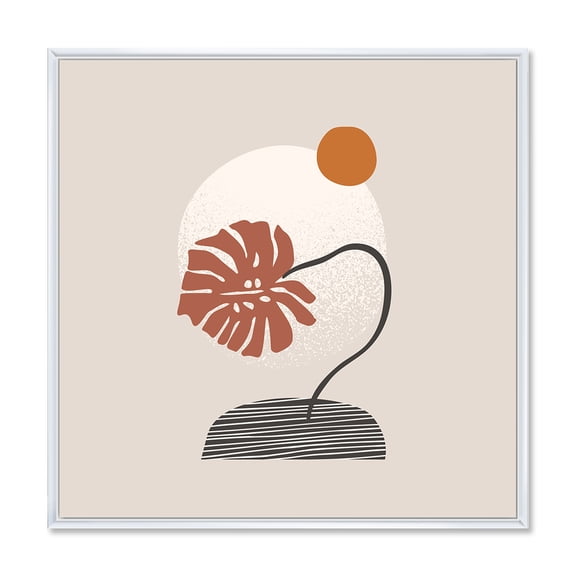 Designart 'Abstract Geometry Shapes and Tropical Palm Leaf III' Modern Framed Canvas Wall Art Print