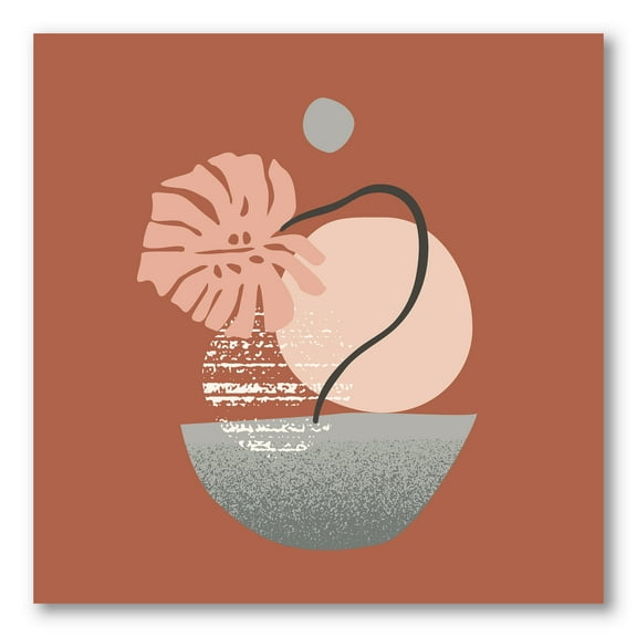 Designart ' Abstract Geometry Shapes and Tropical Palm Leaf IV ' Modern Canvas Wall Art Print