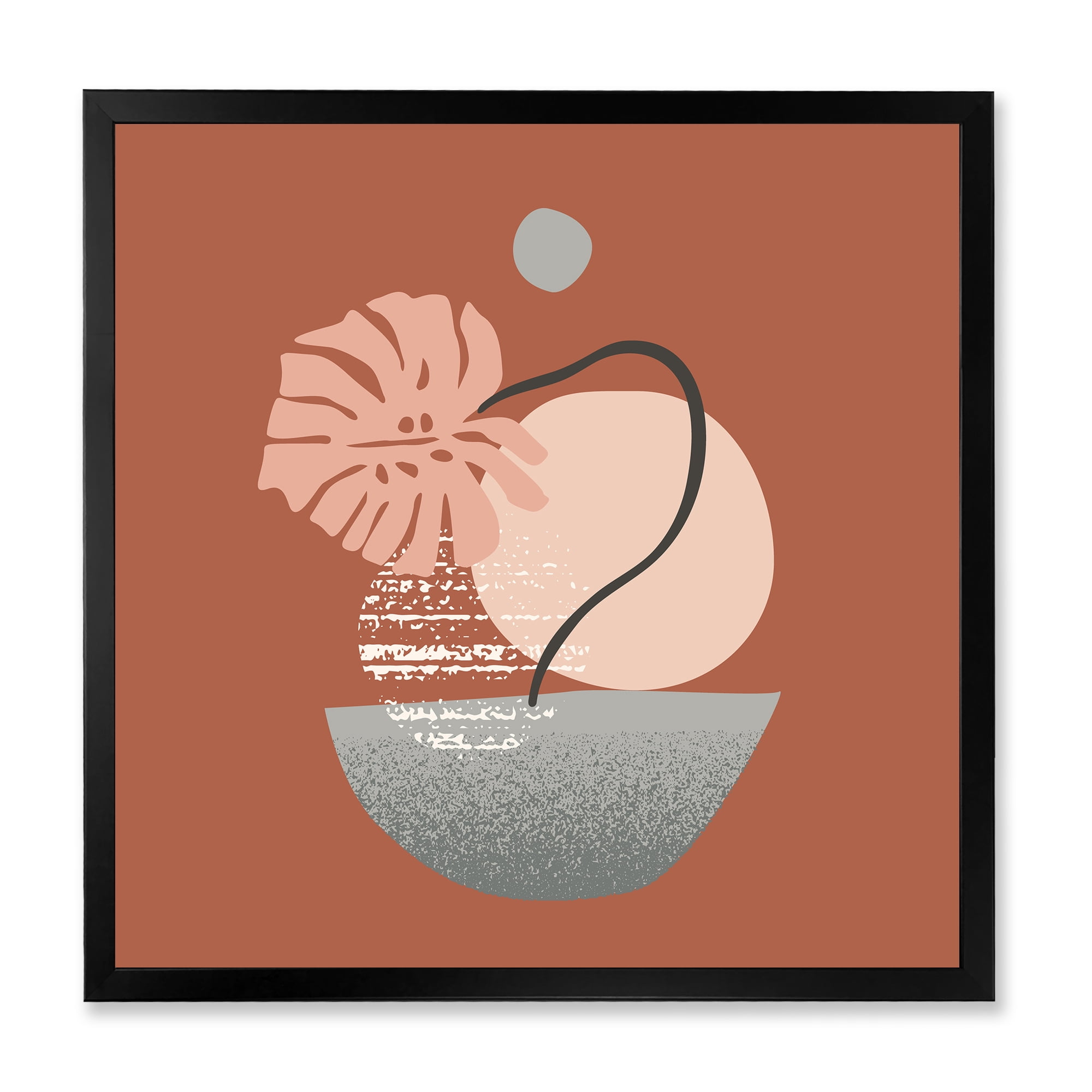 Designart 'Abstract Geometry Shapes and Tropical Palm Leaf IV' Modern Framed Art Print