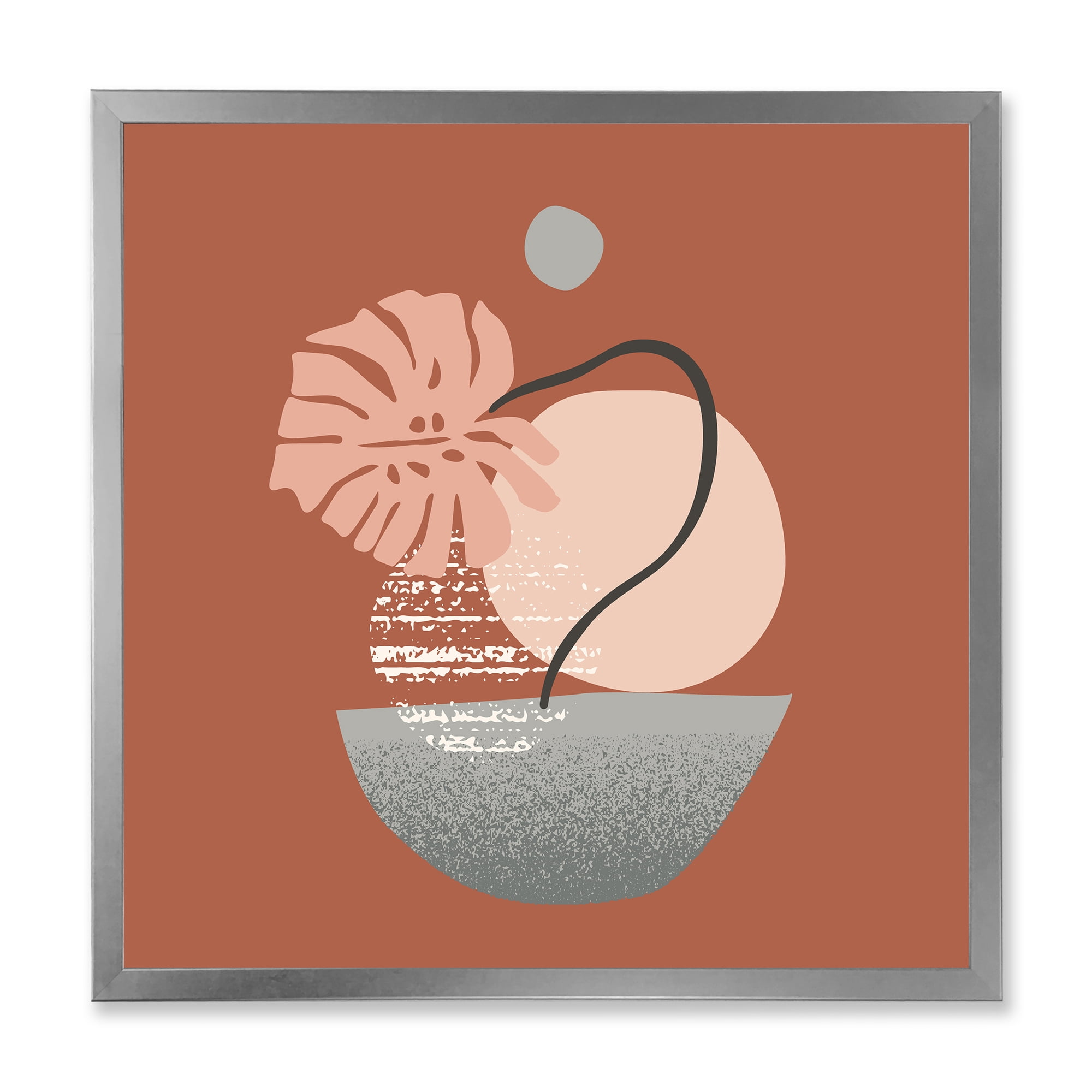 Designart 'Abstract Geometry Shapes and Tropical Palm Leaf IV' Modern Framed Art Print