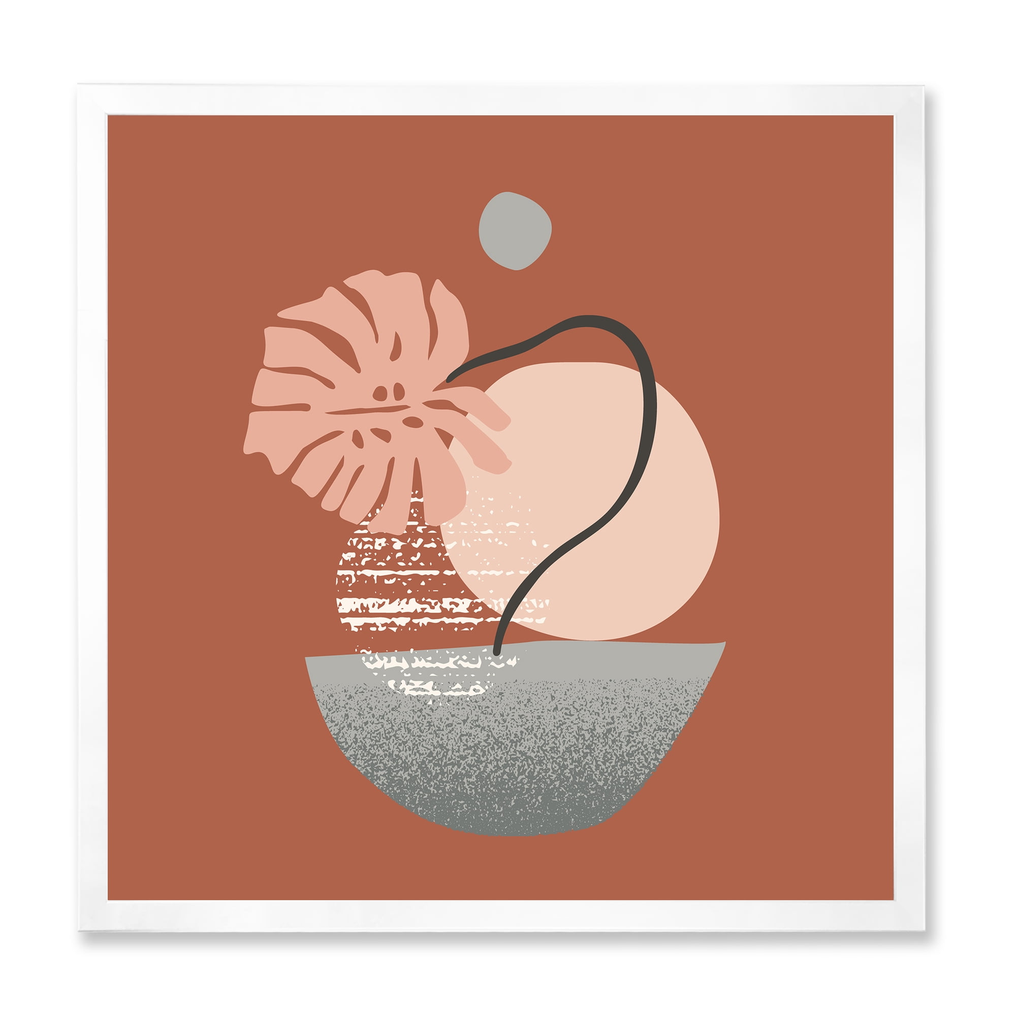 Designart 'Abstract Geometry Shapes and Tropical Palm Leaf IV' Modern Framed Art Print