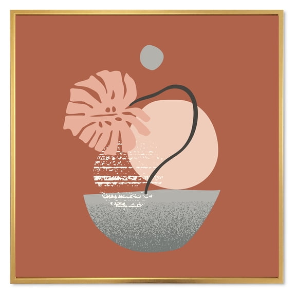 Designart 'Abstract Geometry Shapes and Tropical Palm Leaf IV' Modern Framed Canvas Wall Art Print