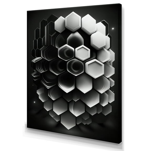 Designart Abstract Geomtric Black And White I Canvas Wall Art