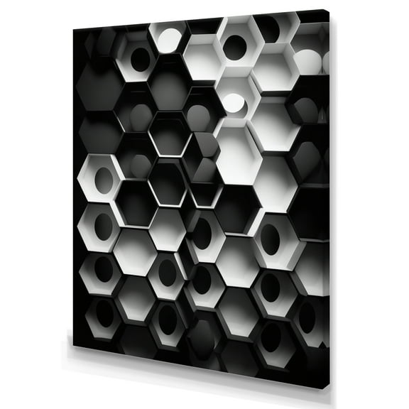 Designart Abstract Geomtric Black And White II Canvas Wall Art