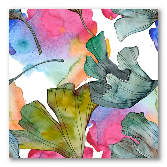 Designart ' Abstract Ginkgo Biloba Leaf Foliage ' Traditional Canvas Wall Art Print