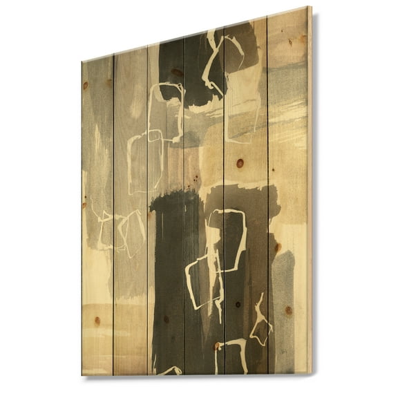 Designart 'Abstract Glam Dancing shape I' Modern & Contemporary Print on Natural Pine Wood