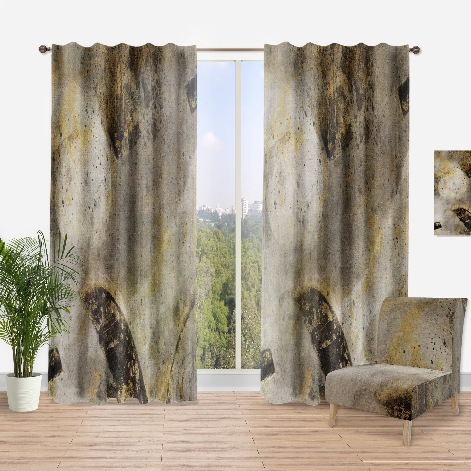 Designart 'Abstract Glam Gold Desert Neutral I' Modern Curtain Panel