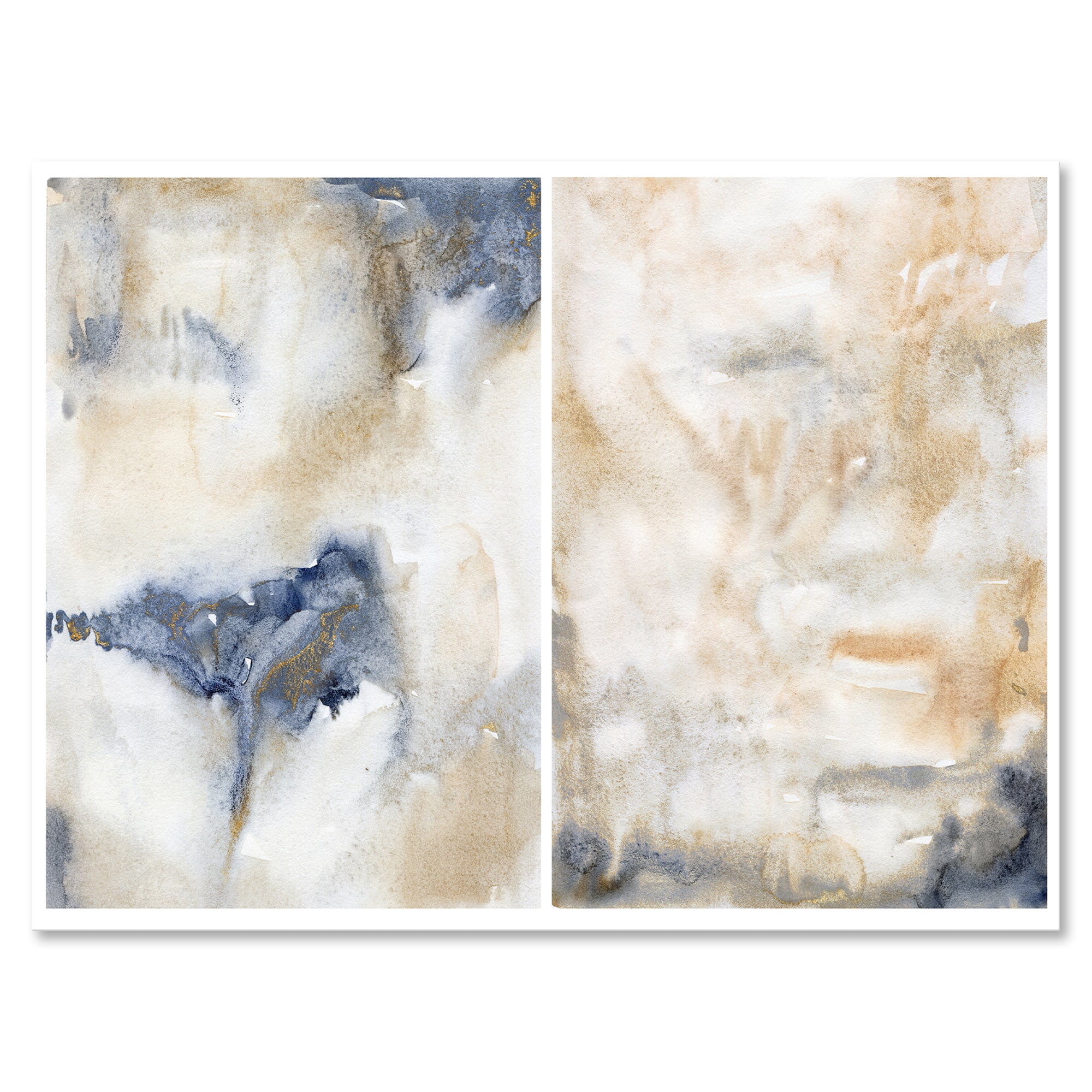 Designart ' Abstract Gold Beige Pink and Dark Pastel Strokes ' Modern Canvas Wall Art Print