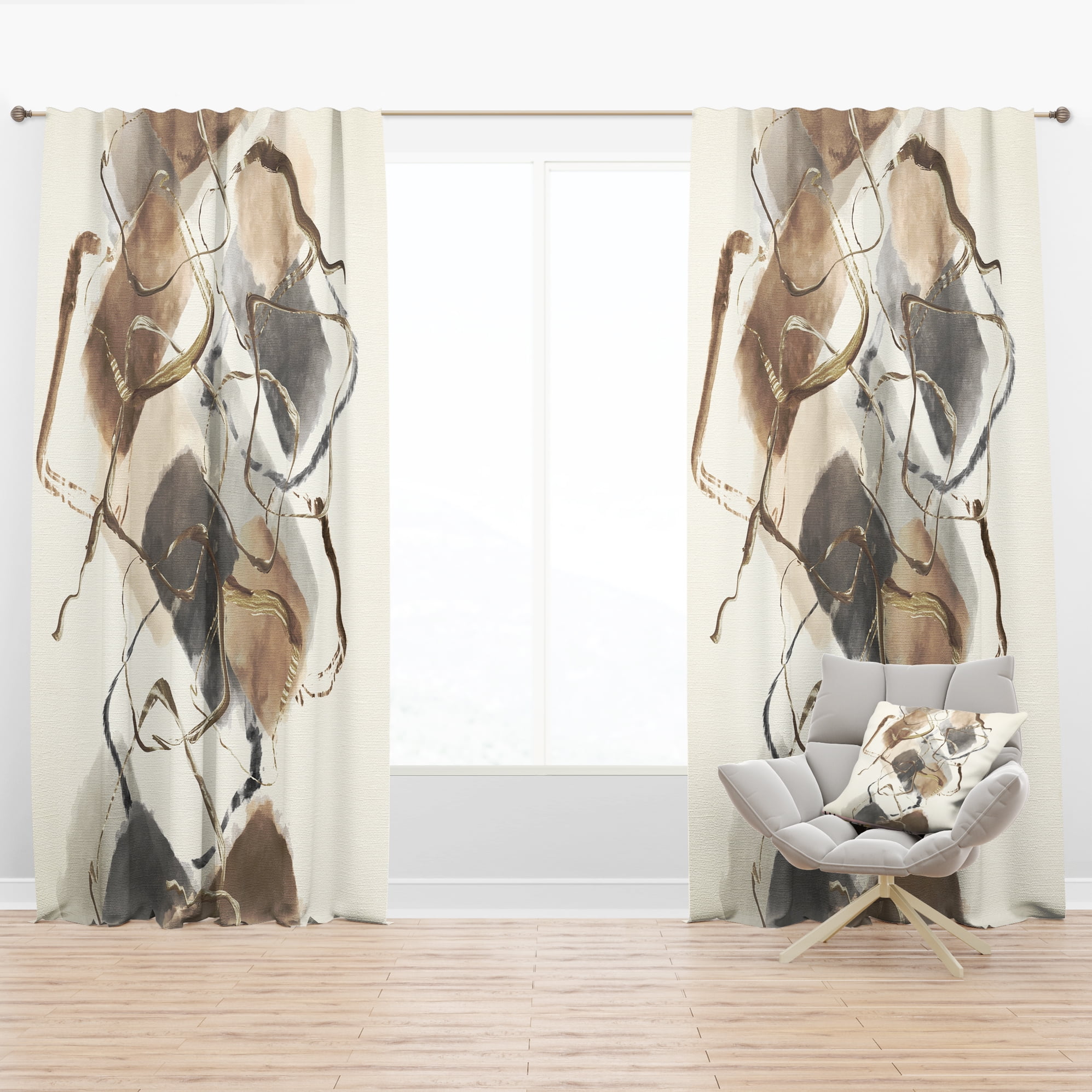 Designart 'Abstract Gold Glam Squares III' Modern & Contemporary Blackout Curtain Panel