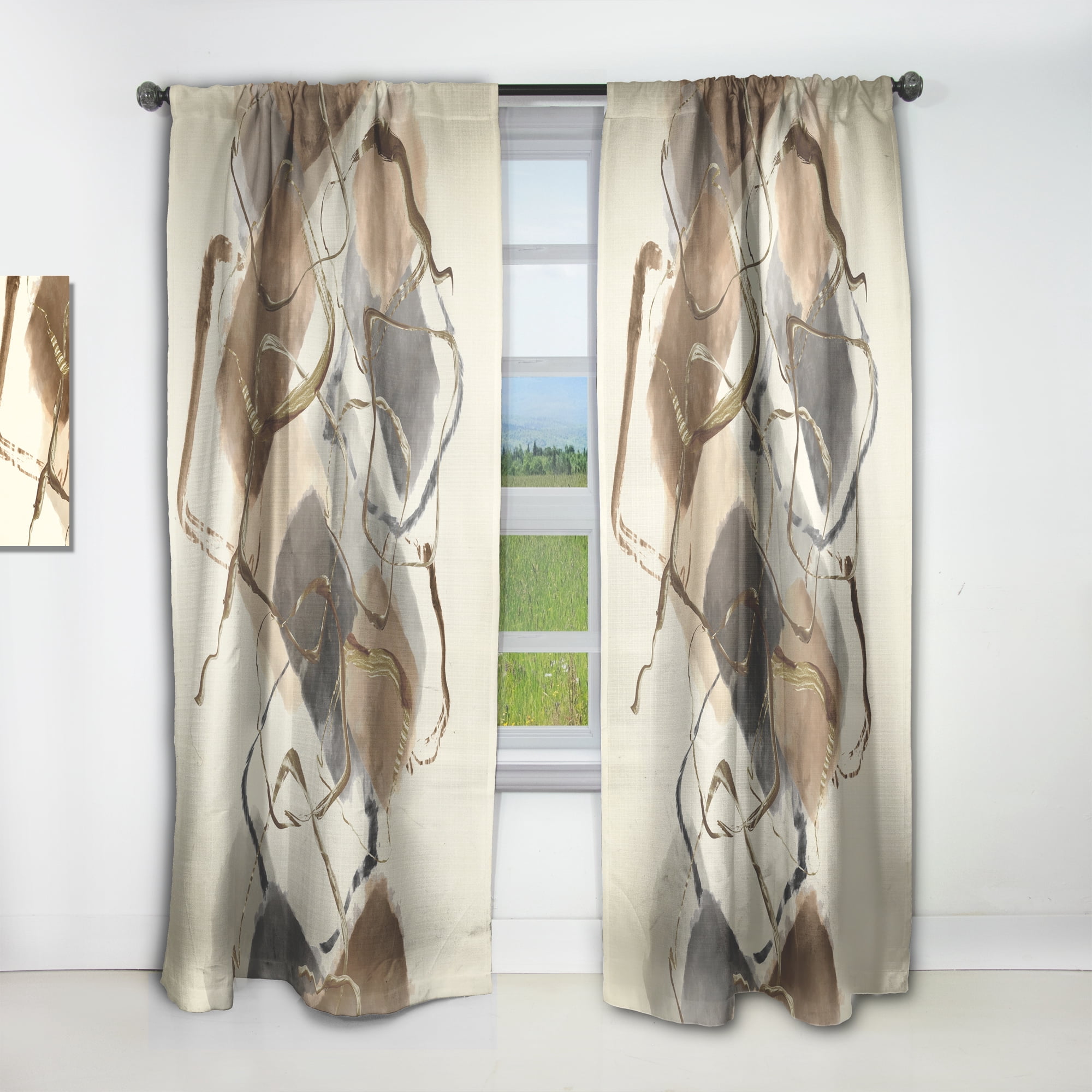 Designart 'Abstract Gold Glam Squares III' Modern & Contemporary Curtain Panel