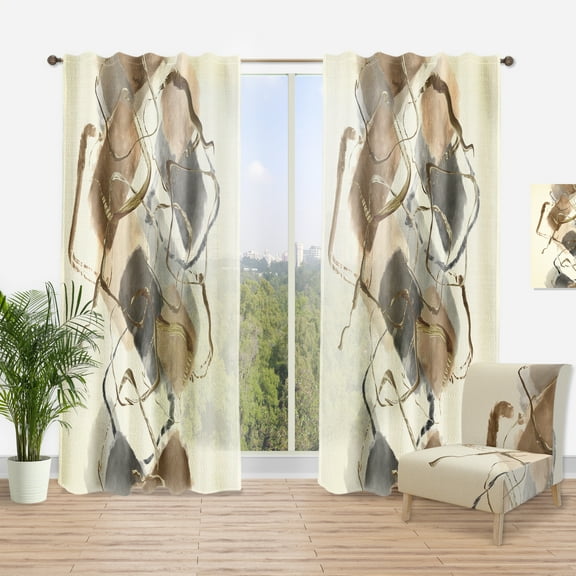 Designart 'Abstract Gold Glam Squares IV' Glam Curtain Panel