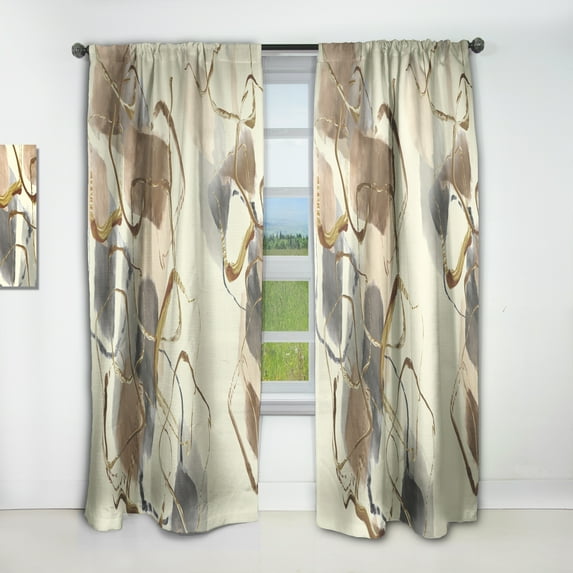 Designart 'Abstract Gold Glam Squares V' Glam Curtain Panel