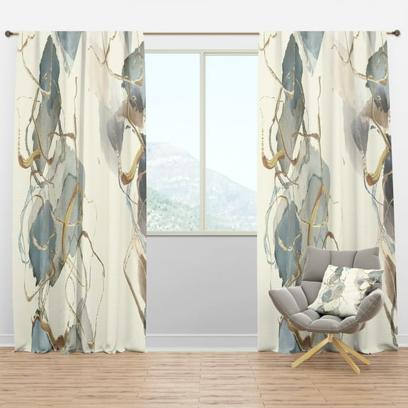 Designart 'Abstract Gold Glam Squares VI' Glam Blackout Curtain Panel