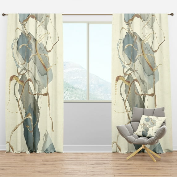 Designart 'Abstract Gold Glam Squares VII' Glam Blackout Curtain Panel