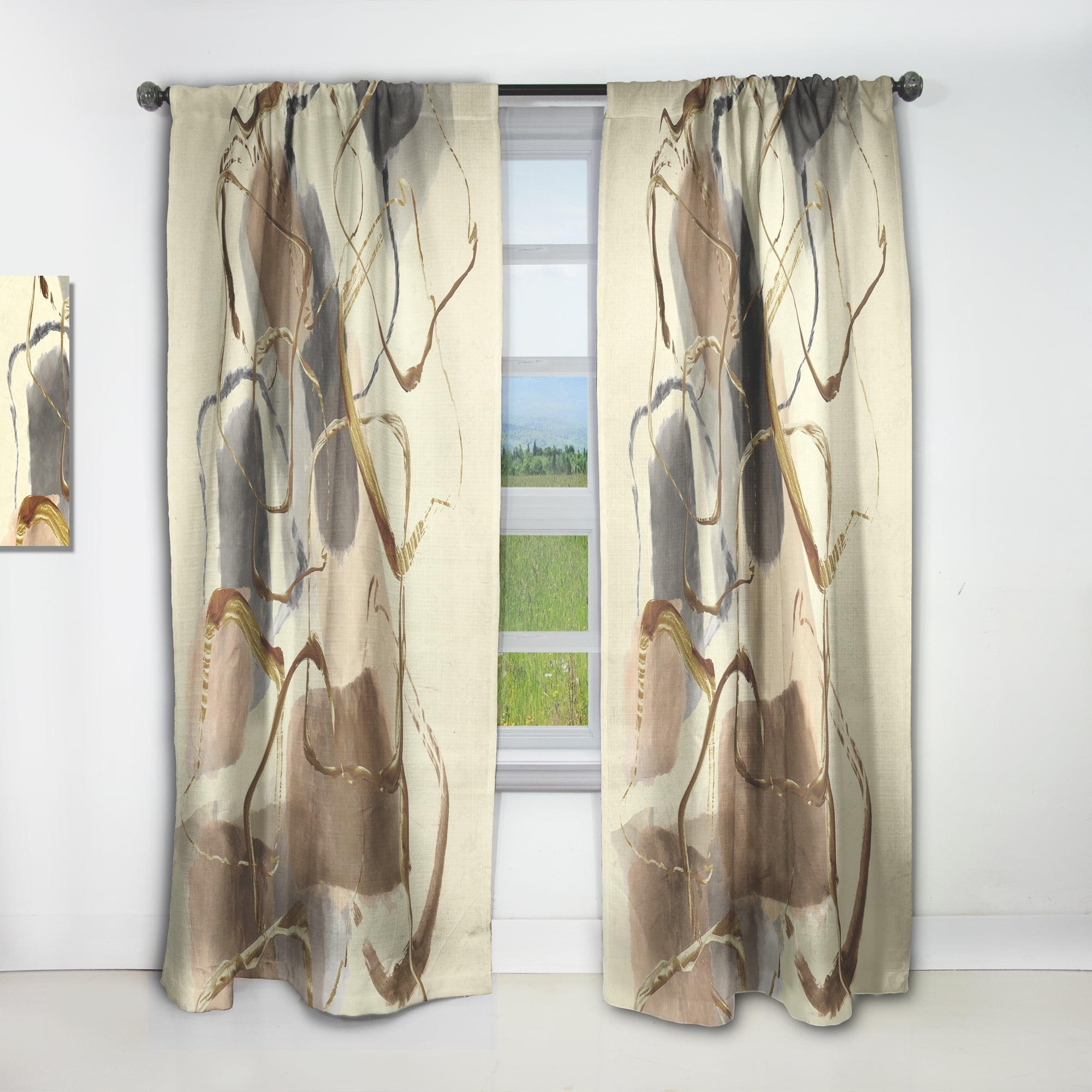 Designart 'Abstract Gold Glam Squares VIII' Glam Curtain Panel