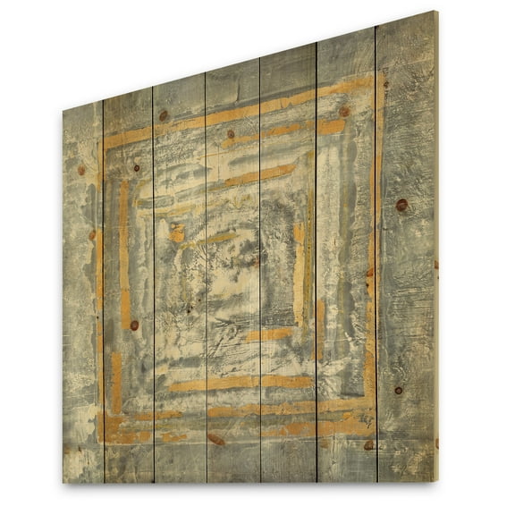 Designart 'Abstract Gold Glam on Grey Tapestry II' Transitional Print on Natural Pine Wood