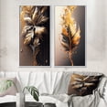 thumbnail image 1 of Designart "Abstract Gold Leafage I" Leaves Framed Wall Art Set Of 2 - Gold Floral Gallery Wall Frame Set For Home Decor, 1 of 7