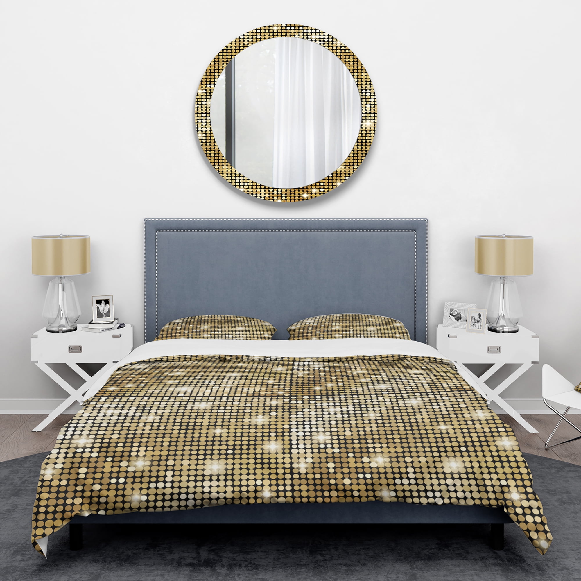 Designart 'Abstract Gold Mosaic' Mid-Century Modern Duvet Cover Set