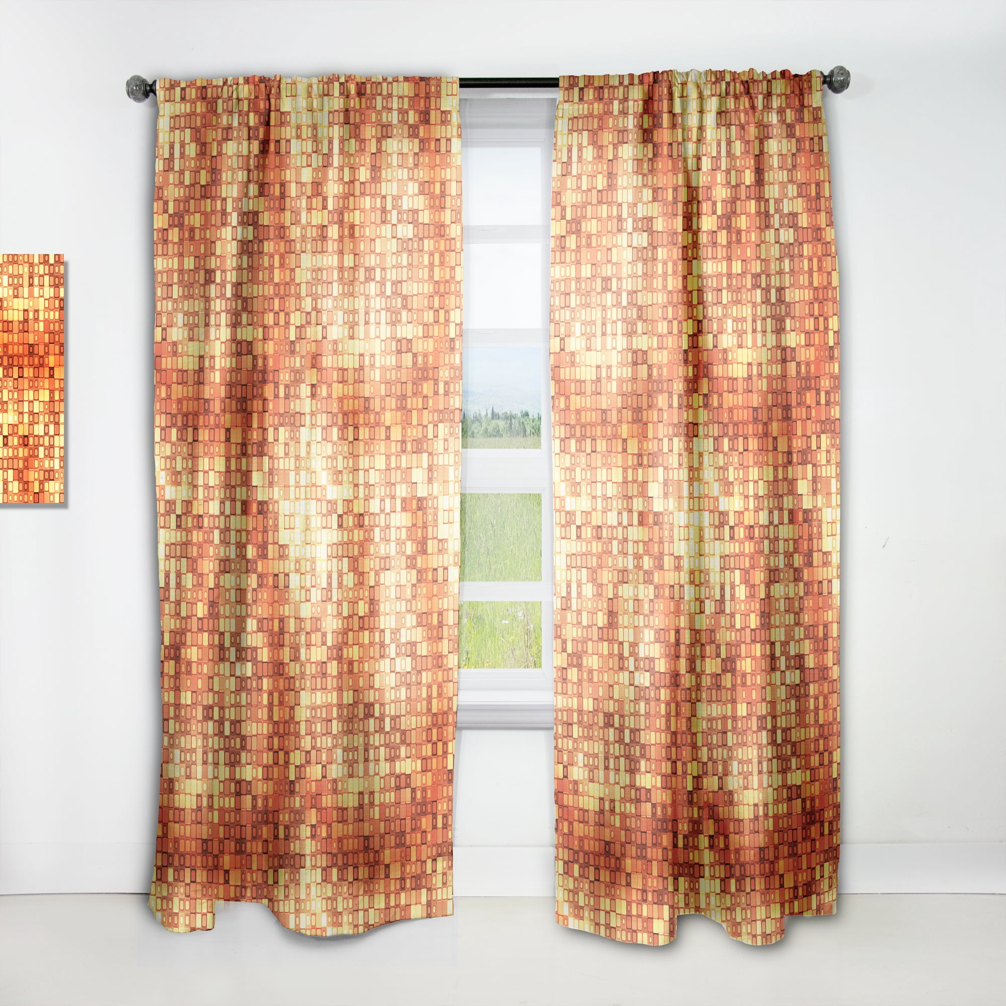 Designart 'Abstract Gold Square' Bohemian & Eclectic Curtain Panel